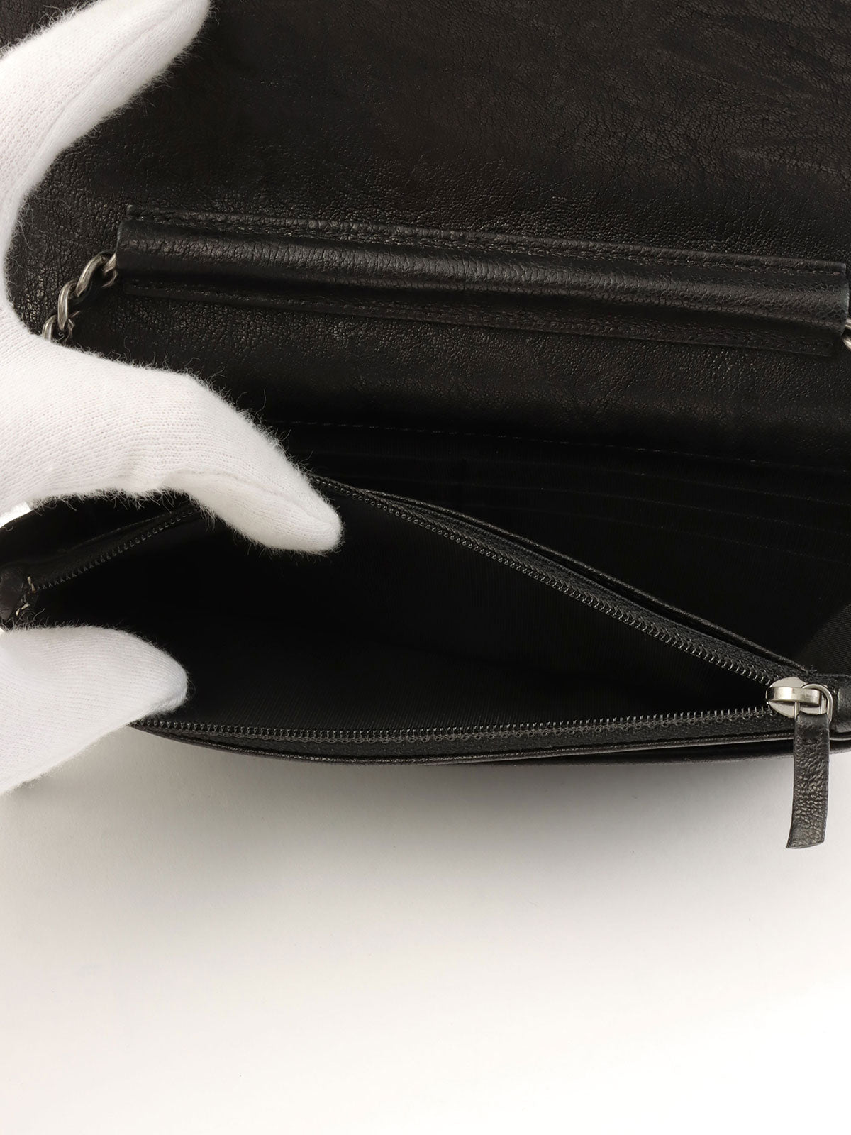 Studded Matelasse Stitch Chain Wallet, Black, circa 2014