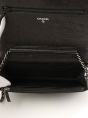 Studded Matelasse Stitch Chain Wallet, Black, circa 2014