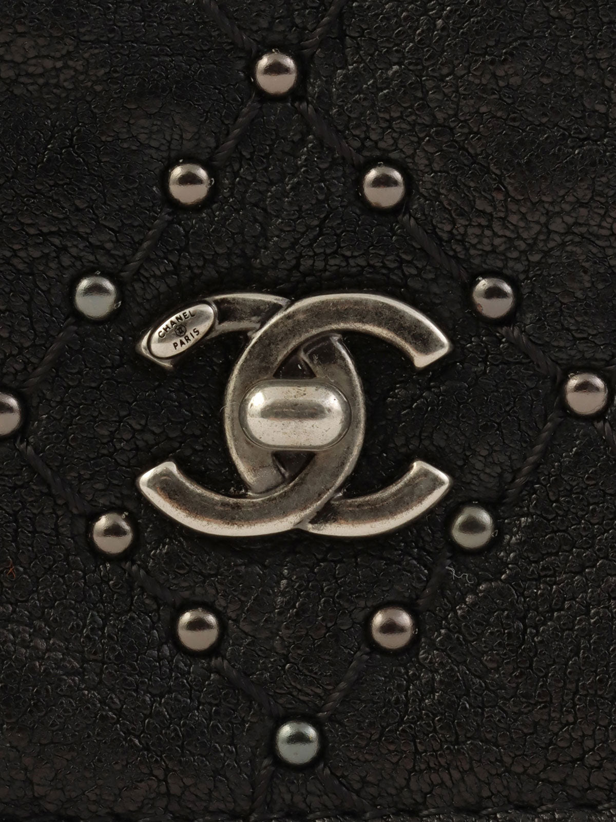 Studded Matelasse Stitch Chain Wallet, Black, circa 2014