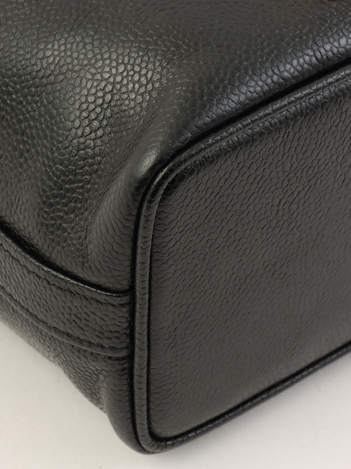 1992年頃製 キャビアスキンCCターンロック巾着ショルダーバッグ ブラック