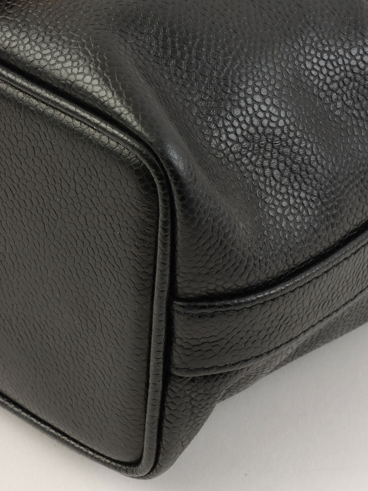 1992年頃製 キャビアスキンCCターンロック巾着ショルダーバッグ ブラック