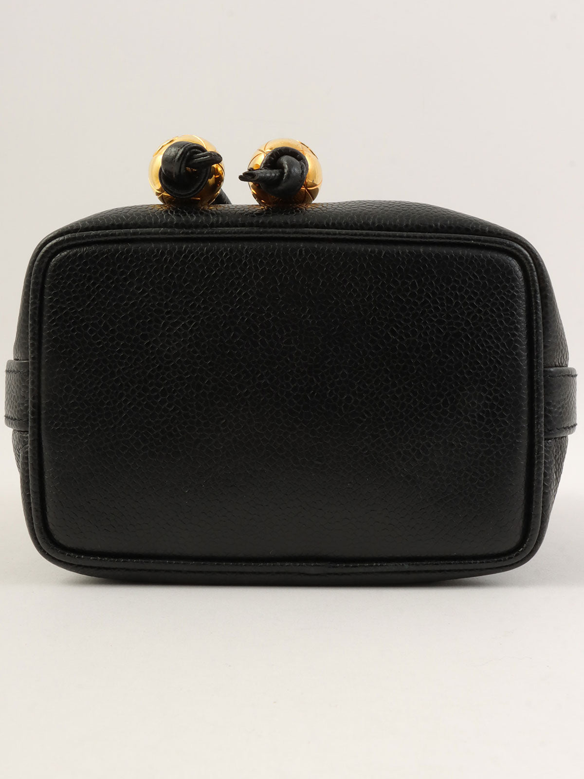 1992年頃製 キャビアスキンCCターンロック巾着ショルダーバッグ ブラック