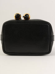 1992年頃製 キャビアスキンCCターンロック巾着ショルダーバッグ ブラック