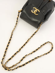 1992年頃製 キャビアスキンCCターンロック巾着ショルダーバッグ ブラック