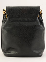 1992年頃製 キャビアスキンCCターンロック巾着ショルダーバッグ ブラック