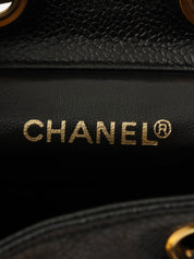 1992年頃製 キャビアスキンCCターンロック巾着ショルダーバッグ ブラック