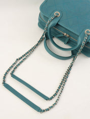 2016年頃製 キャビアスキンCCマークステッチ2wayハンドバッグ ブルー