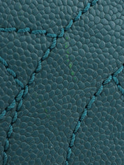 2016年頃製 キャビアスキンCCマークステッチ2wayハンドバッグ ブルー