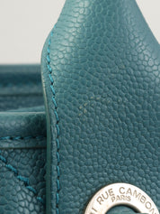 2016年頃製 キャビアスキンCCマークステッチ2wayハンドバッグ ブルー