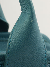 2016年頃製 キャビアスキンCCマークステッチ2wayハンドバッグ ブルー