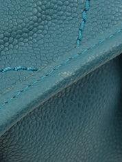 2016年頃製 キャビアスキンCCマークステッチ2wayハンドバッグ ブルー