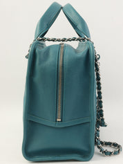 2016年頃製 キャビアスキンCCマークステッチ2wayハンドバッグ ブルー