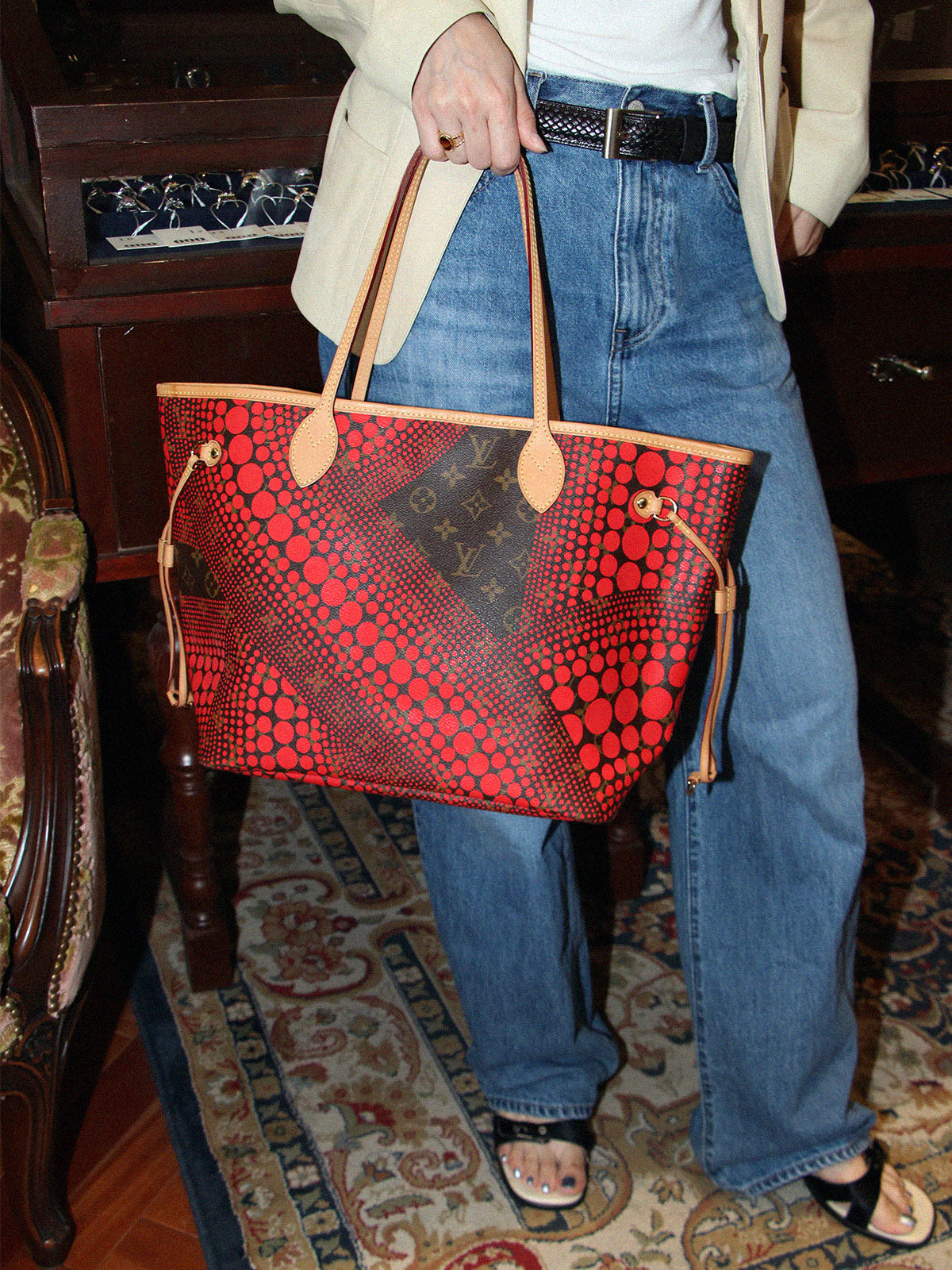 2012 Yayoi Kusama Collaboration Neverfull MM Brown/Red