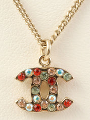 2004年製 ラインストーンミニCCマークネックレス ゴールド/マルチ