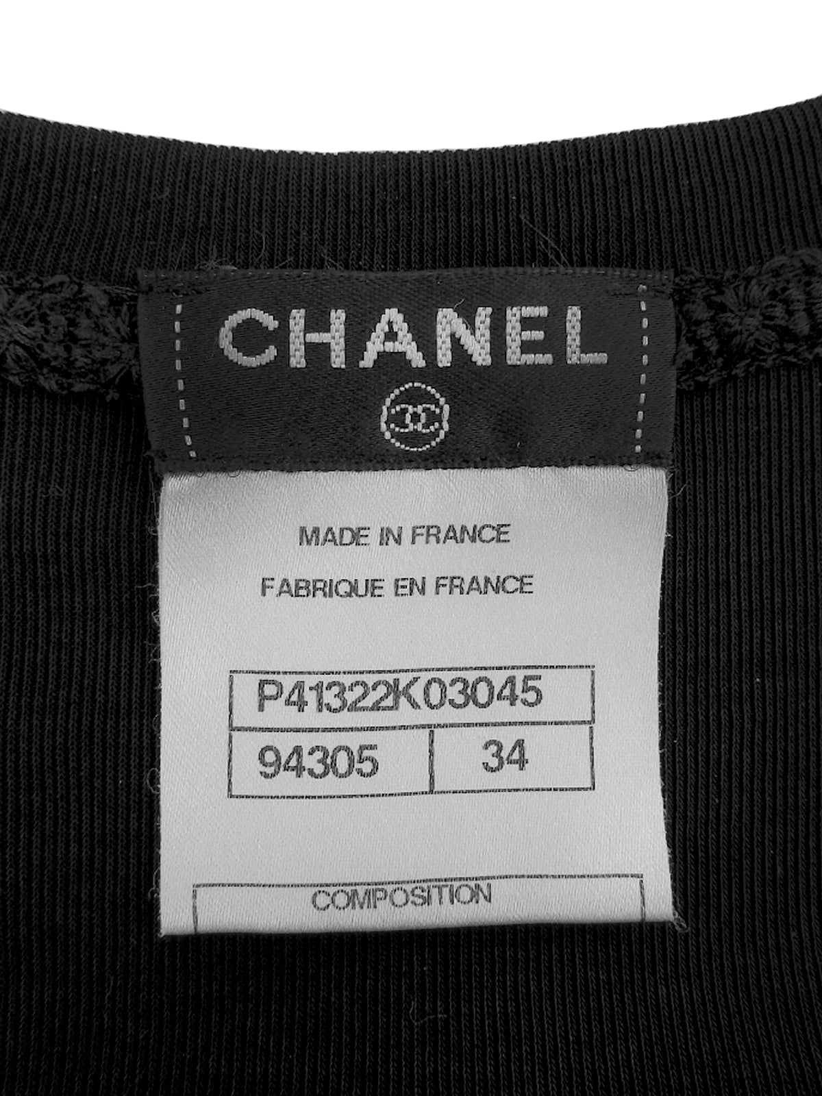 ロゴレースVネック半袖トップス ブラック