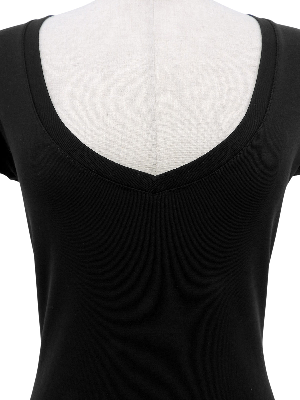 ロゴレースVネックハーフスリーブトップス ブラック