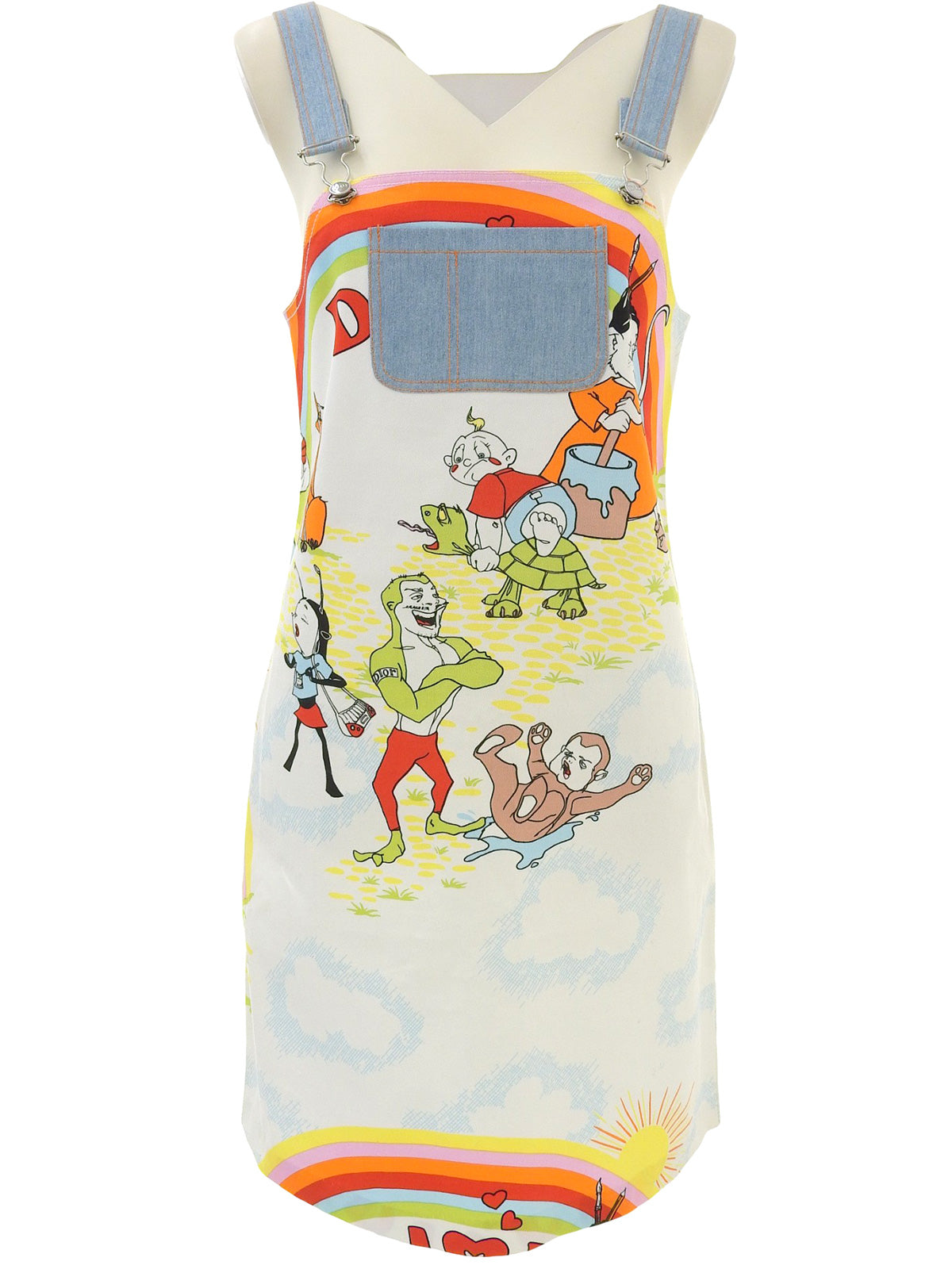 John Galliano 漫画印花连身裙，浅蓝色/多色