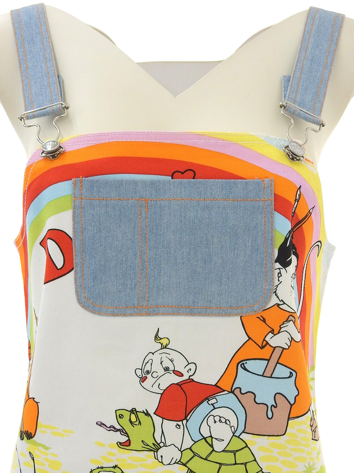 ジョンガリアーノコミックプリントサロペットスカート ライトブルー/マルチ