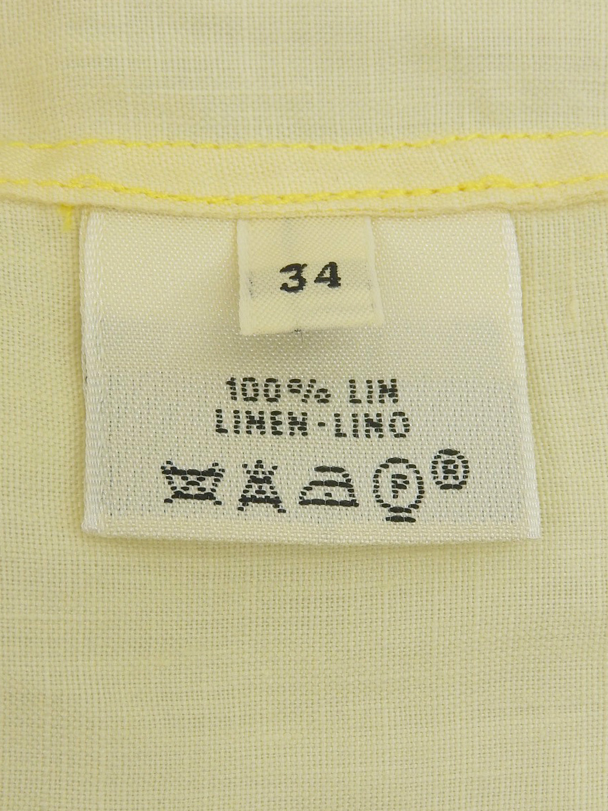 リネンロングスリーブシャツ　クリームイエロー