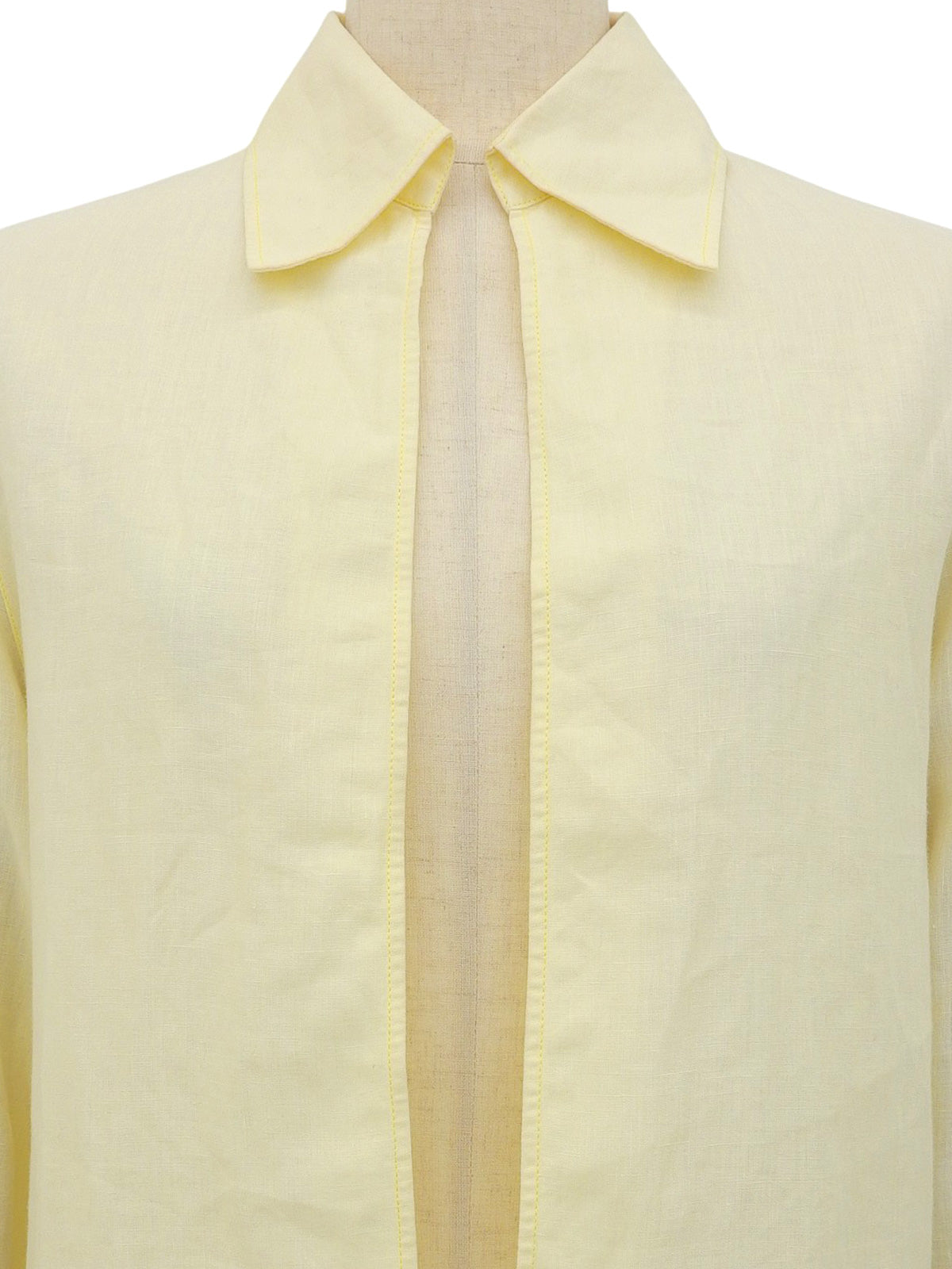 リネン長袖シャツ クリームイエロー