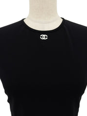 1995 CC mark embroidered cropped half sleeve shirt in black
