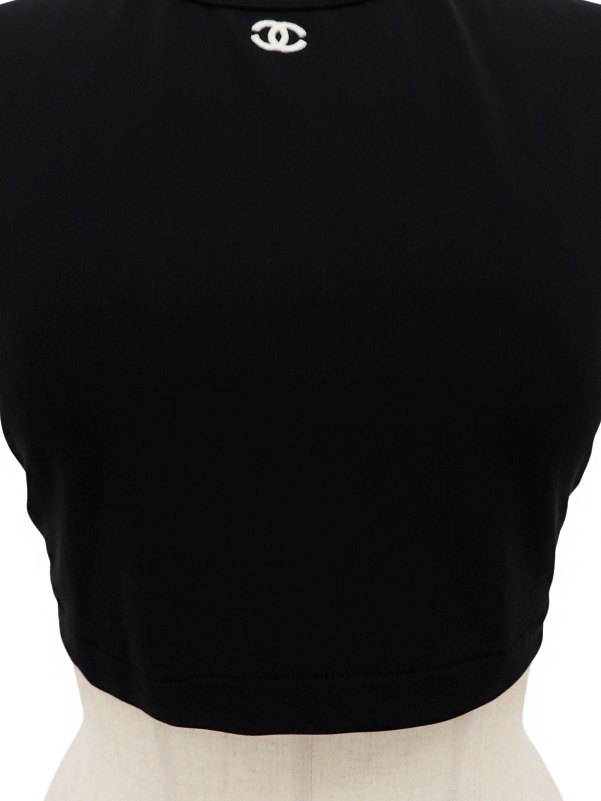 1995 CC mark embroidered cropped half sleeve shirt in black