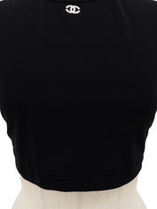 1995 CC mark embroidered cropped half sleeve shirt in black