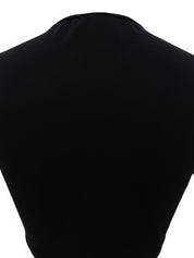 1995 CC mark embroidered cropped half sleeve shirt in black