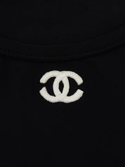 1995 CC mark embroidered cropped half sleeve shirt in black