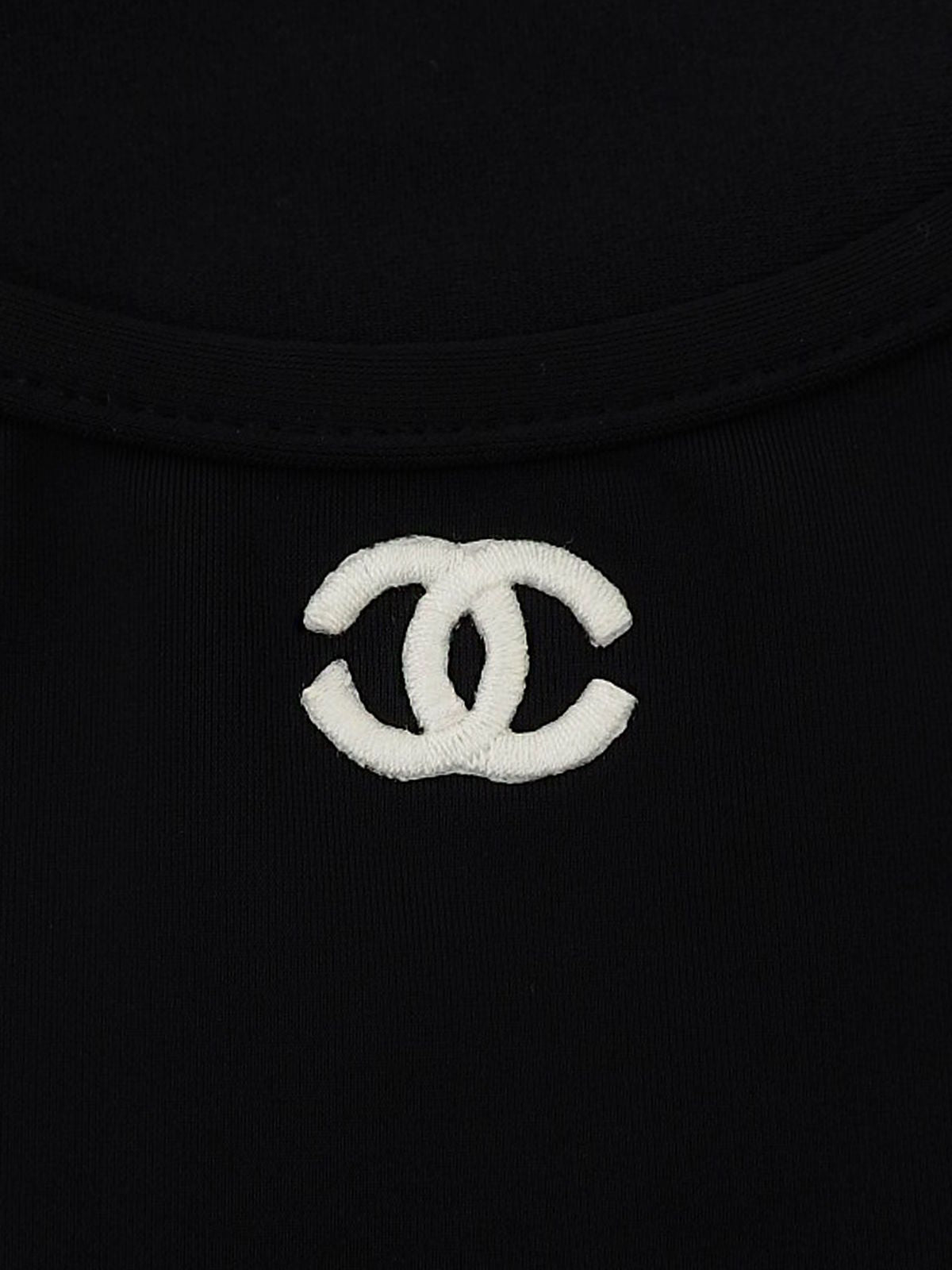 1995年製 CCマーク刺繍クロップド半袖シャツ ブラック