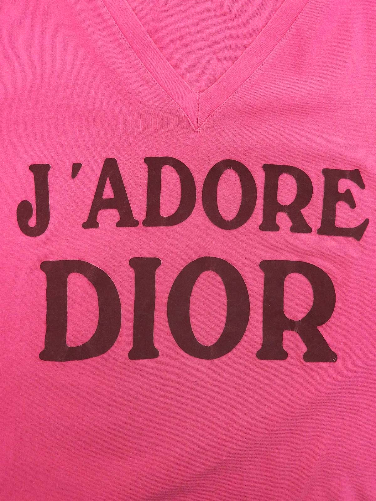 Logo V-neck half-sleeve top in pink