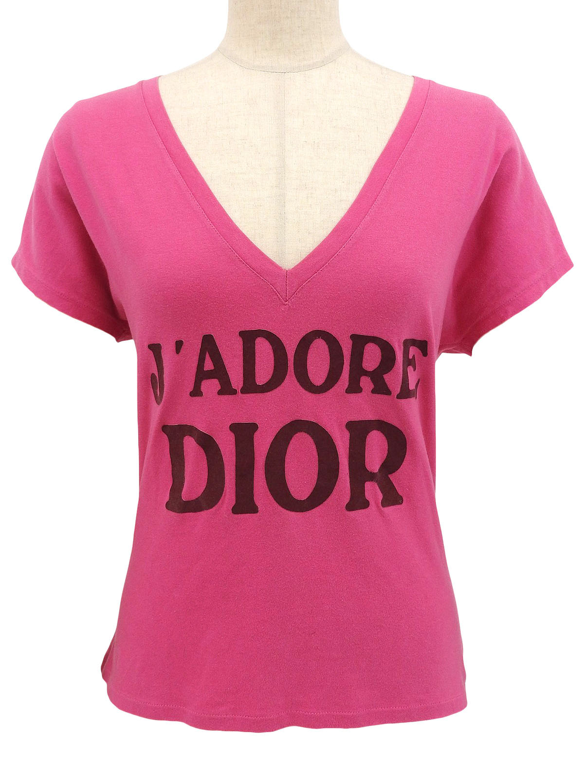 Logo V-neck half-sleeve top in pink