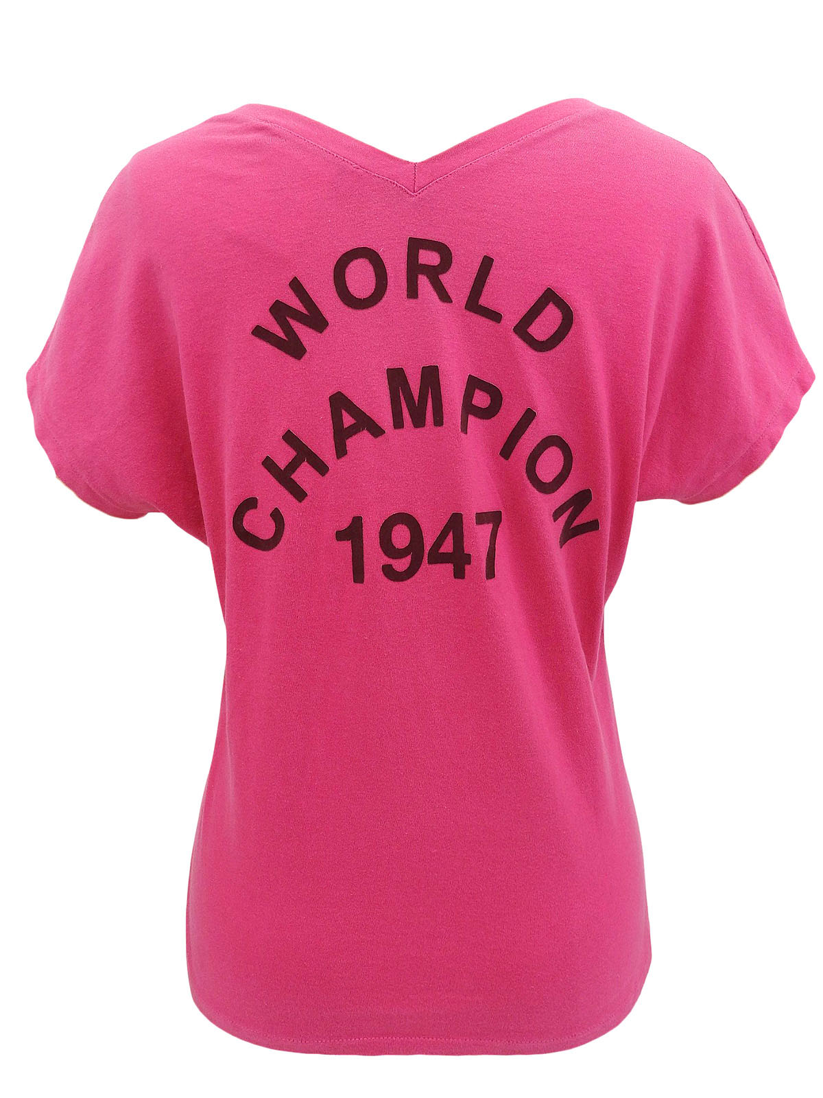 Logo V-neck half-sleeve top in pink