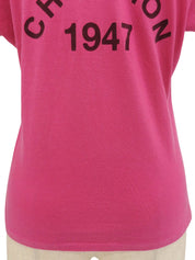 Logo V-neck half-sleeve top in pink