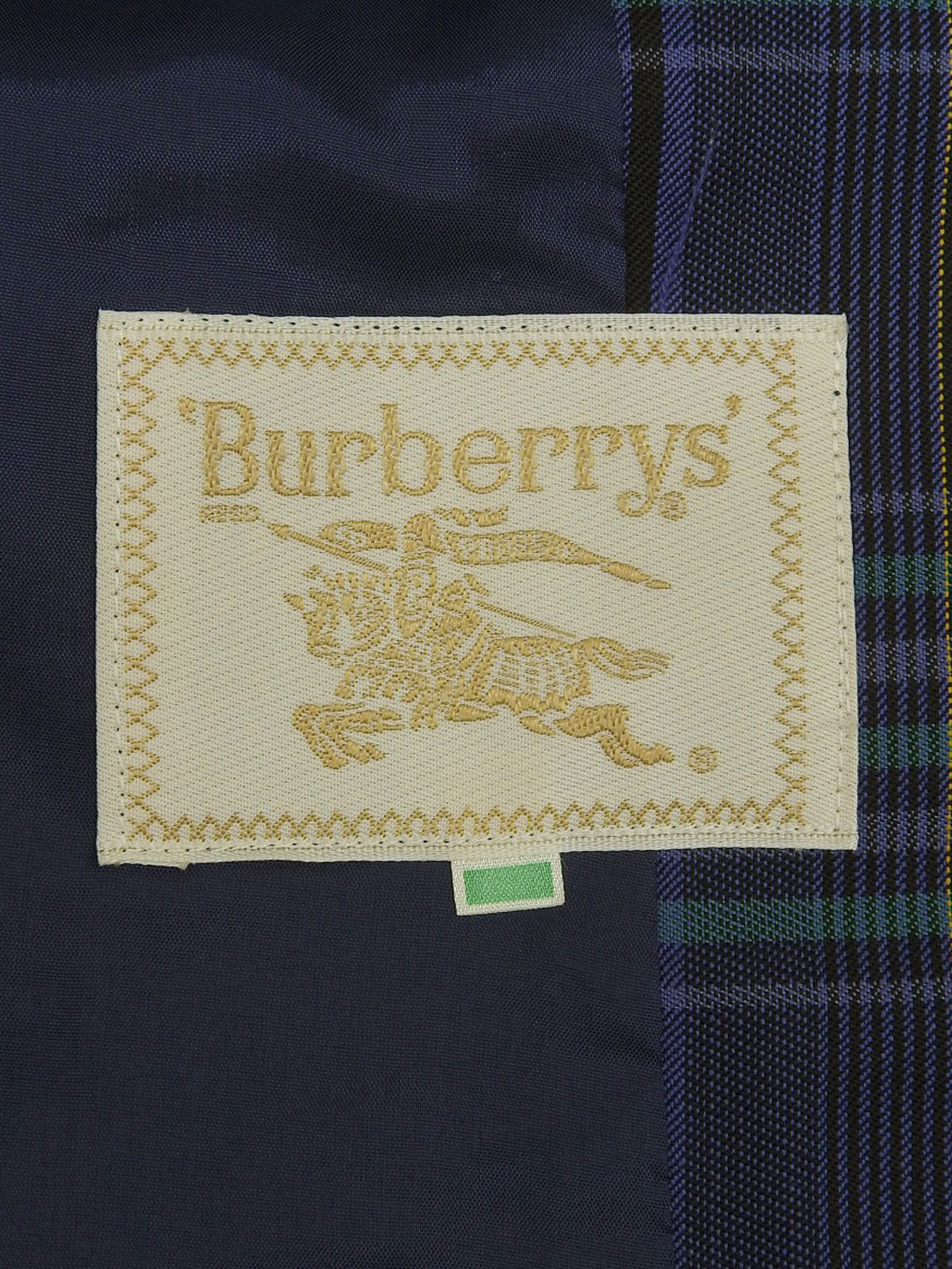 Logo Button Wool Check Pattern Set Up in Navy/Green
