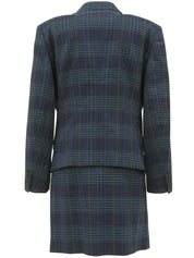 Logo Button Wool Check Pattern Set Up in Navy/Green