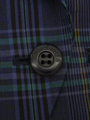 Logo Button Wool Check Pattern Set Up in Navy/Green