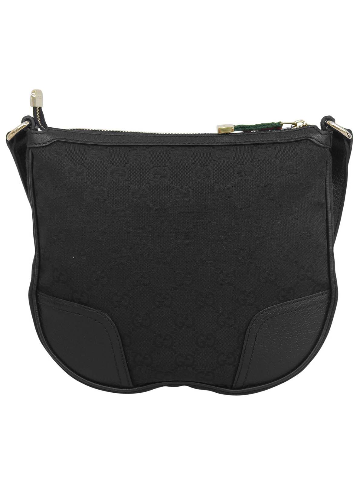 Canvas GG Pattern Sherry Line Ribbon Shoulder Bag Black