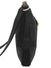 Canvas GG Pattern Sherry Line Ribbon Shoulder Bag Black