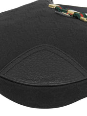 Canvas GG Pattern Sherry Line Ribbon Shoulder Bag Black