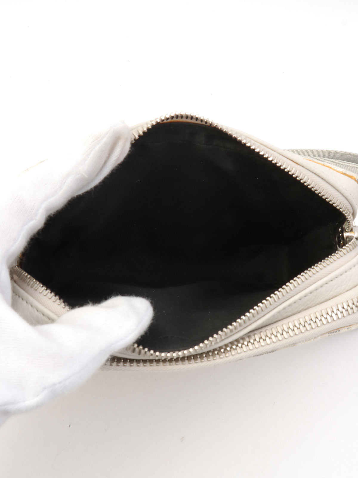 Oblique Pattern Mini Shoulder Bag Off-White