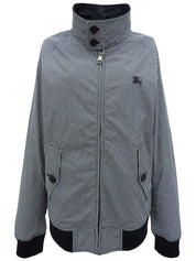 海军蓝棉质格纹短款夹克