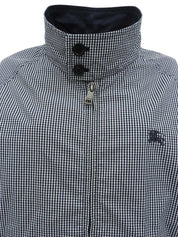 海军蓝棉质格纹短款夹克