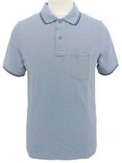 トリムラインハーフスリーブポロシャツ ブルーグレー/ネイビー