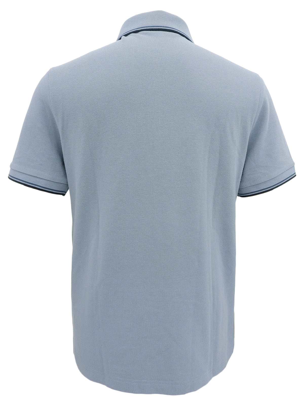 トリムライン半袖ポロシャツ ブルーグレー/ネイビー