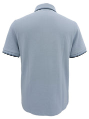 トリムライン半袖ポロシャツ ブルーグレー/ネイビー