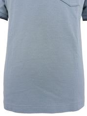 トリムライン半袖ポロシャツ ブルーグレー/ネイビー