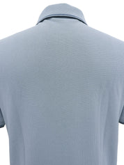 トリムライン半袖ポロシャツ ブルーグレー/ネイビー