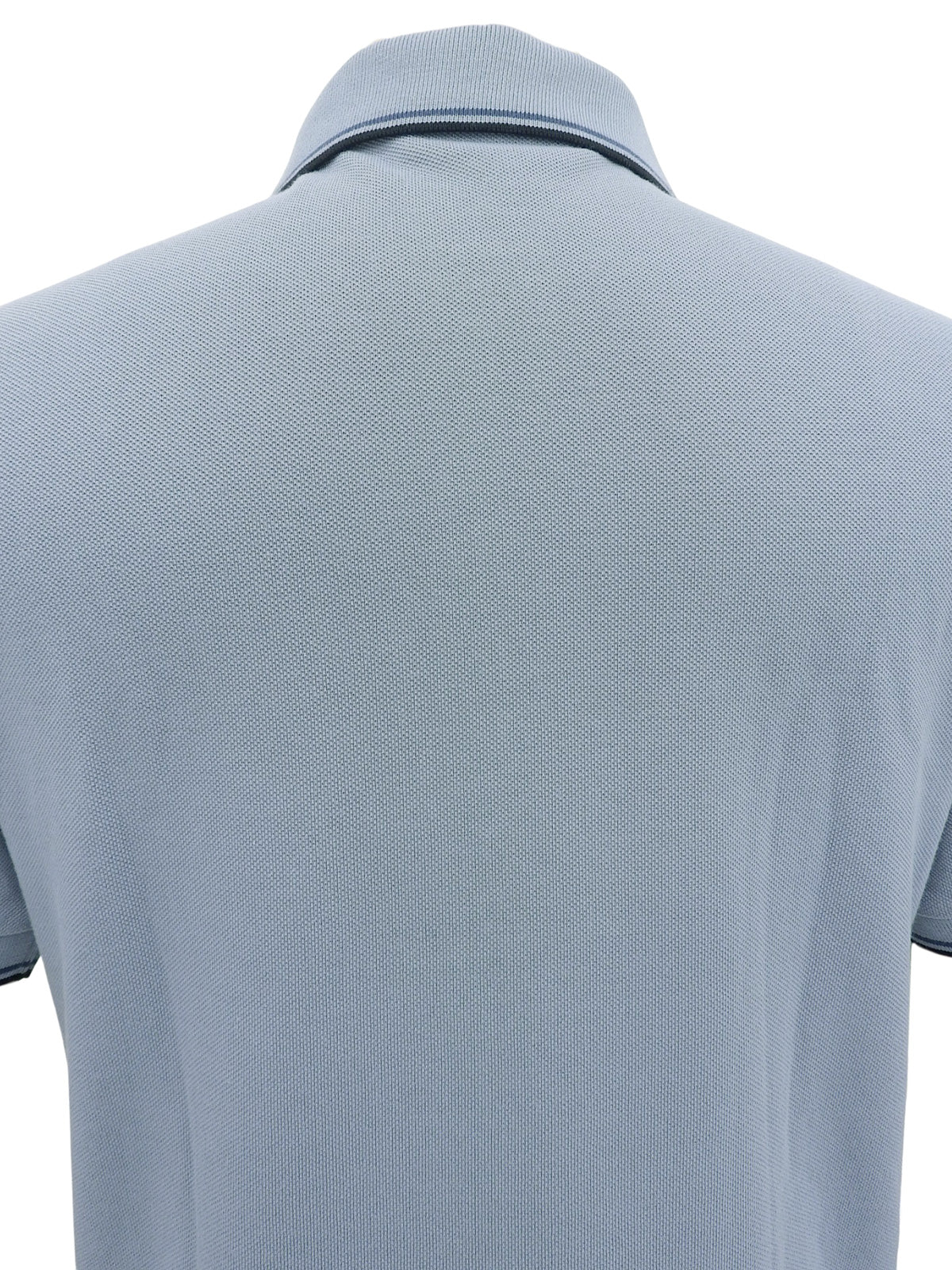 トリムライン半袖ポロシャツ ブルーグレー/ネイビー