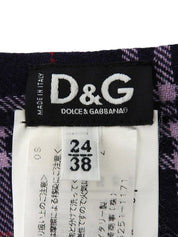 ウールチェックパターンスリットスカート　パープル/マルチ